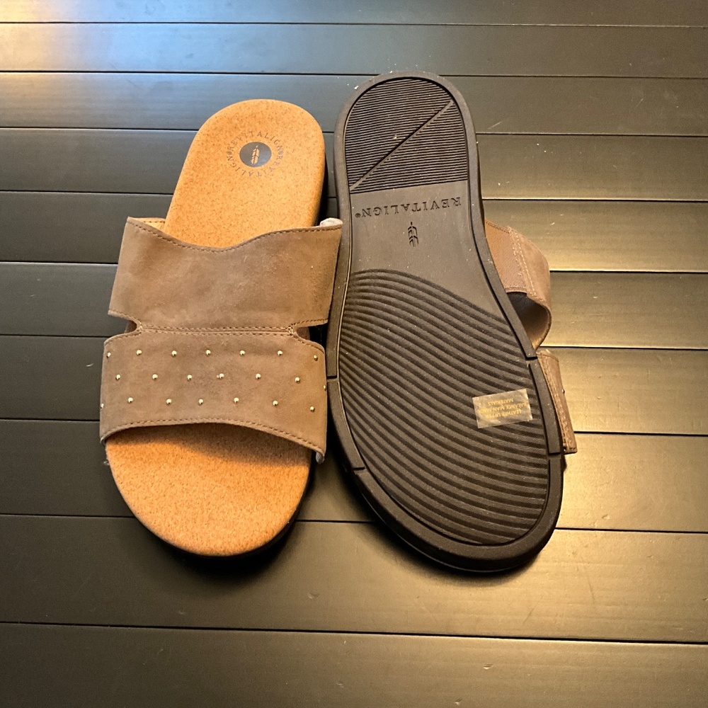 Revitalign Orthotic Suede Slide Sandals - Lucy Stud - Picture 2 of 2